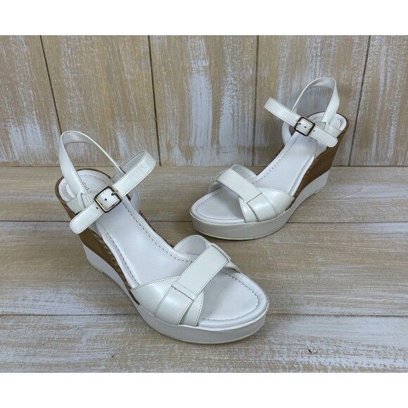 Cole Haan Paley Women's Size 9.5B White Leather High Wedge Heels - Picture 1 of 10